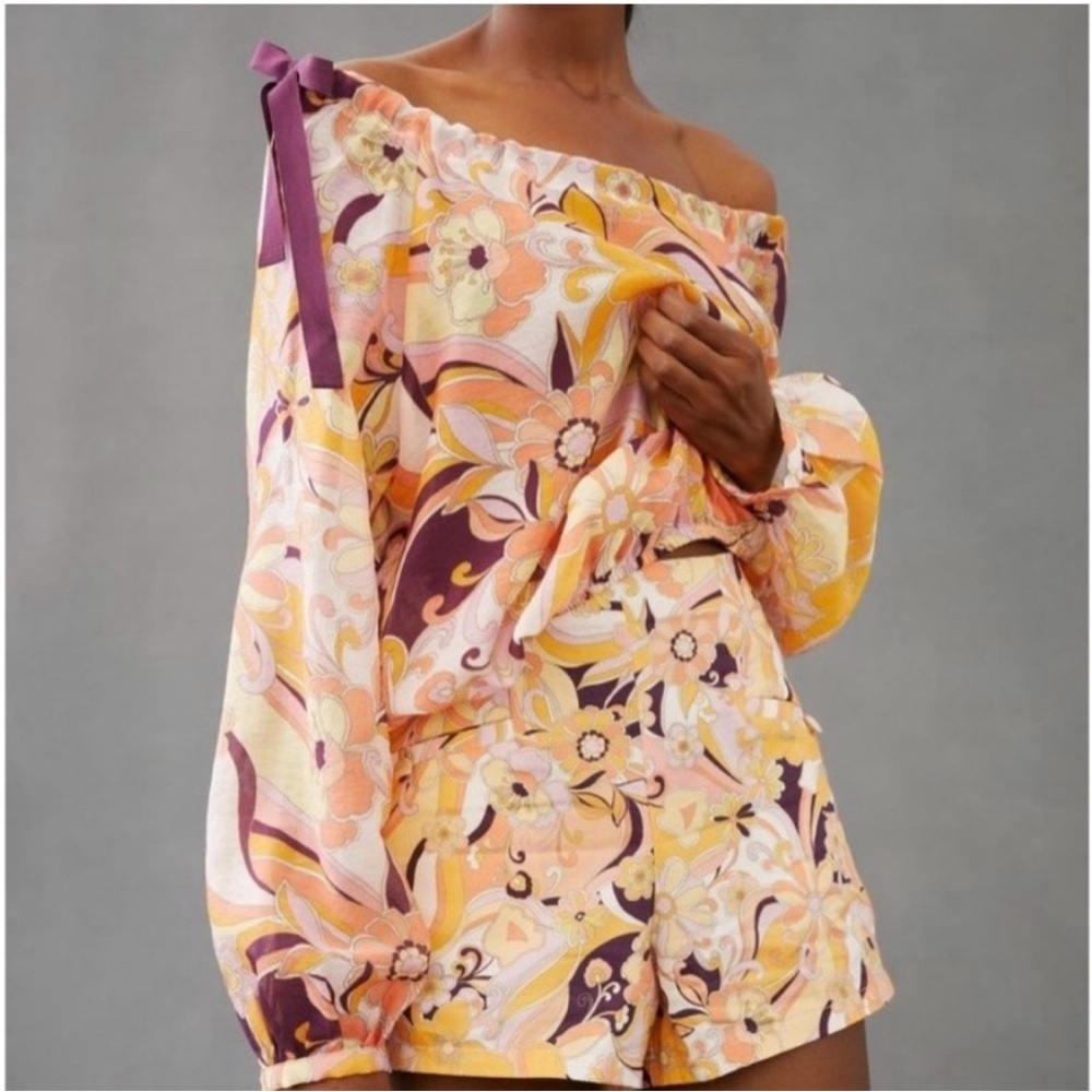 Maeve Anthropologie Floral Off-Shoulder blouse